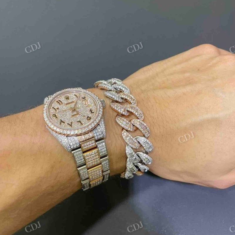 Hip Hop Style Men's Moissanite Rolex Watch customdiamjewel