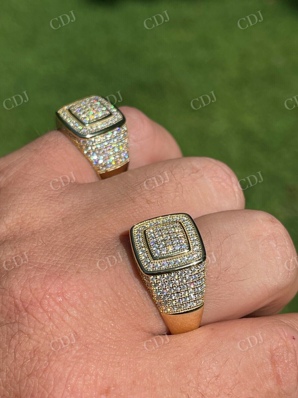 Round Diamond 14K Solid Gold Hip Hop Ring  customdiamjewel   