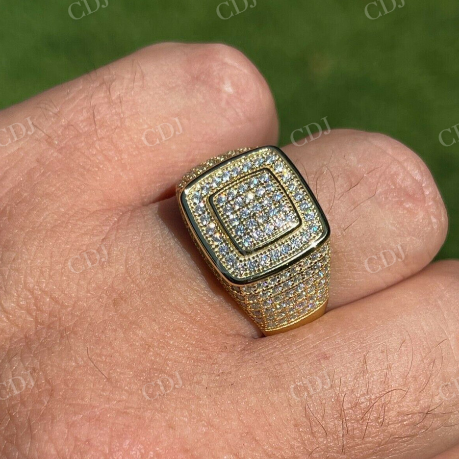 Round Diamond 14K Solid Gold Hip Hop Ring  customdiamjewel   