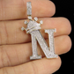 Initial Letter 'N' Diamond Crown Pendant 10K Gold CustomDiamJewel