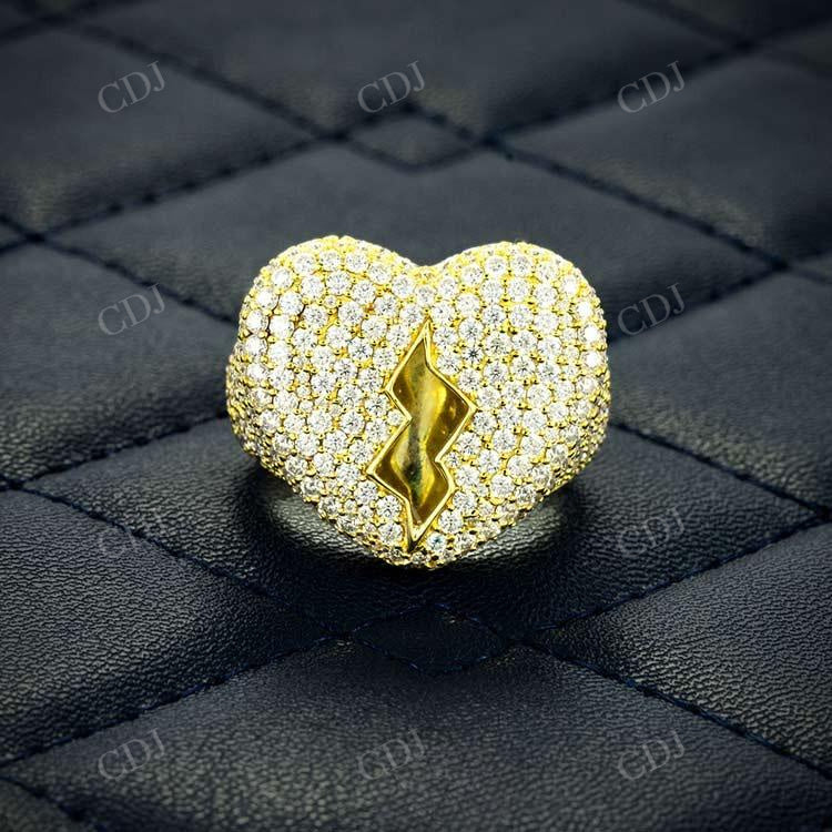 Broken Heart Signet Round Cut Hip Hop Ring hip hop jewelry customdiamjewel   