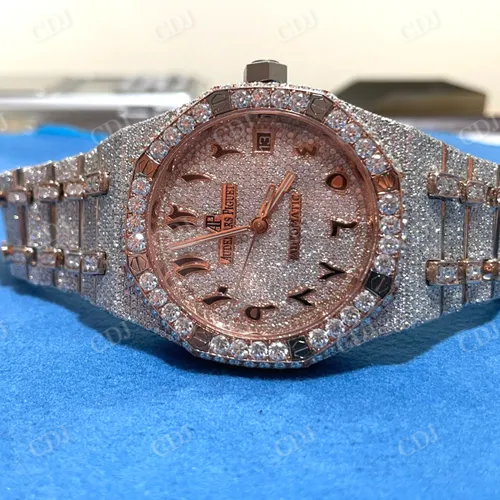 Luxurious Iced Out AP Watch 26 to 27 Carat Lab Grown Diamond Hip Hop Watch