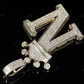 Initial Letter 'N' Diamond Crown Pendant 10K Gold CustomDiamJewel
