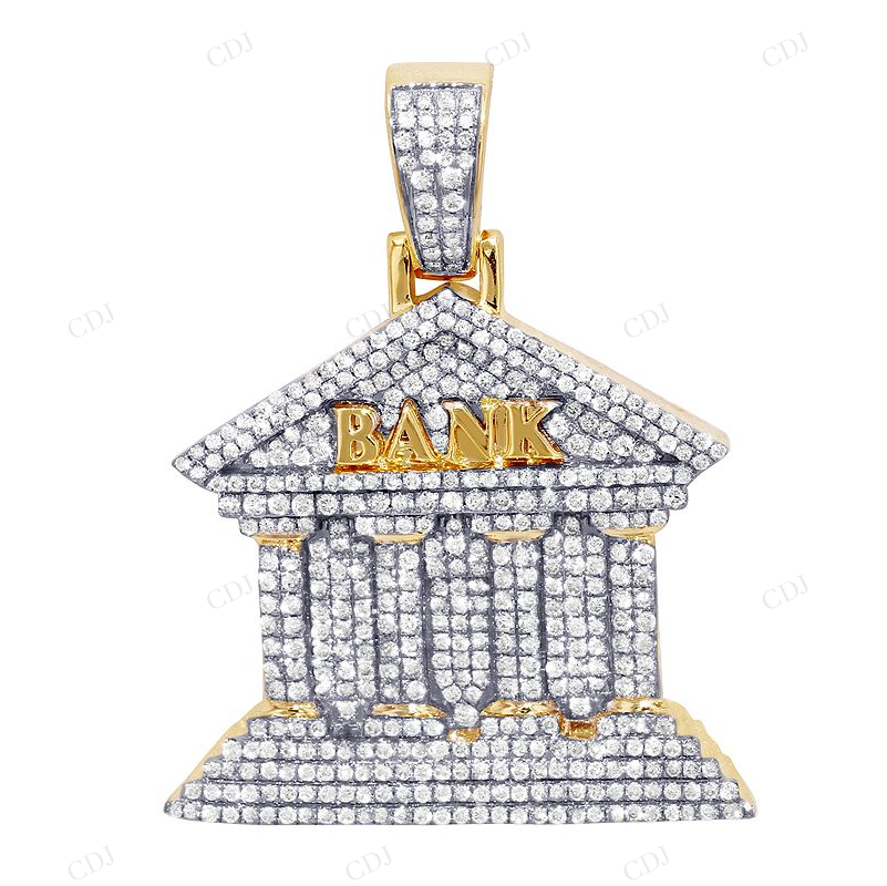 2.15 CTW Custom Sterling Silver Moissanite Bank Pendant CustomDiamJewel