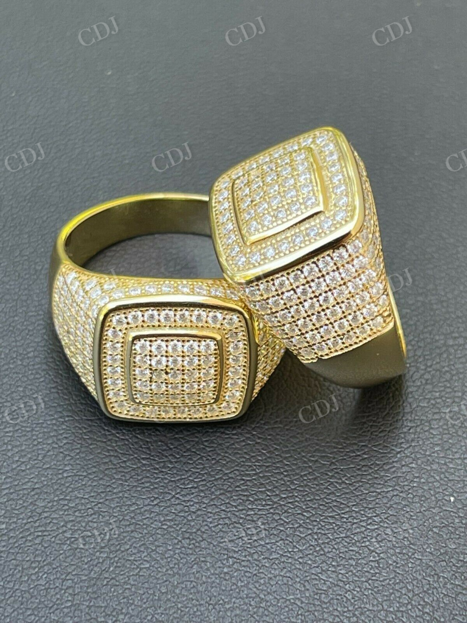 Round Diamond 14K Solid Gold Hip Hop Ring  customdiamjewel   