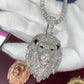 Cluster Diamond Set Lion Face Tennis Necklace Pendant For Men hip hop jewelry CustomDiamJewel   