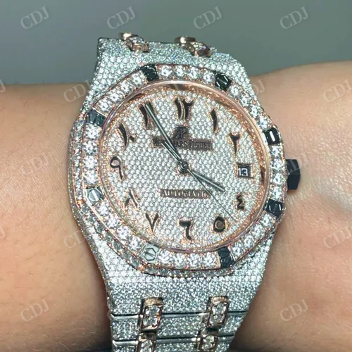 Luxurious Iced Out Two Tone AP Modified Hip Hop Watch customdiamjewel