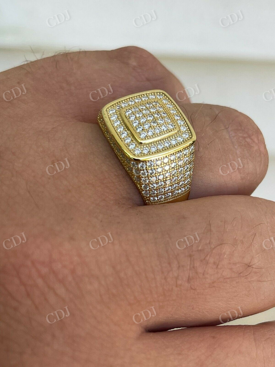 Round Diamond 14K Solid Gold Hip Hop Ring  customdiamjewel   