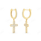 Luxury Cross Moissanite Diamond Huggie Earring CustomDiamJewel