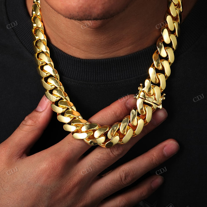 20MM Solid Gold Cuban link Chain For Rappers hip hop jewelry CustomDiamJewel