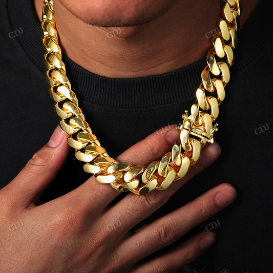 20MM Solid Gold Cuban link Chain For Rappers hip hop jewelry CustomDiamJewel