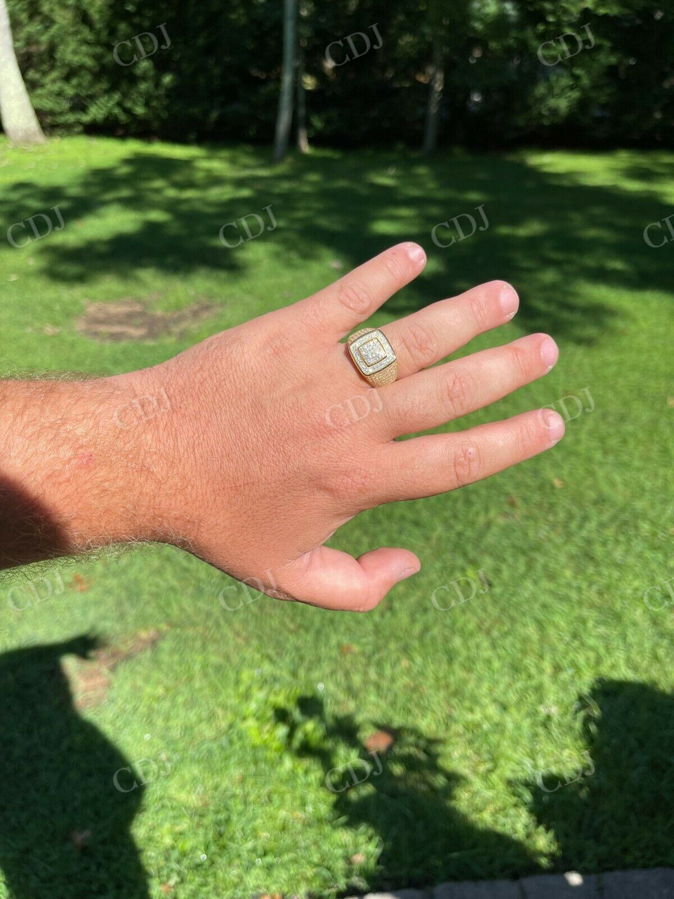 Round Diamond 14K Solid Gold Hip Hop Ring  customdiamjewel   