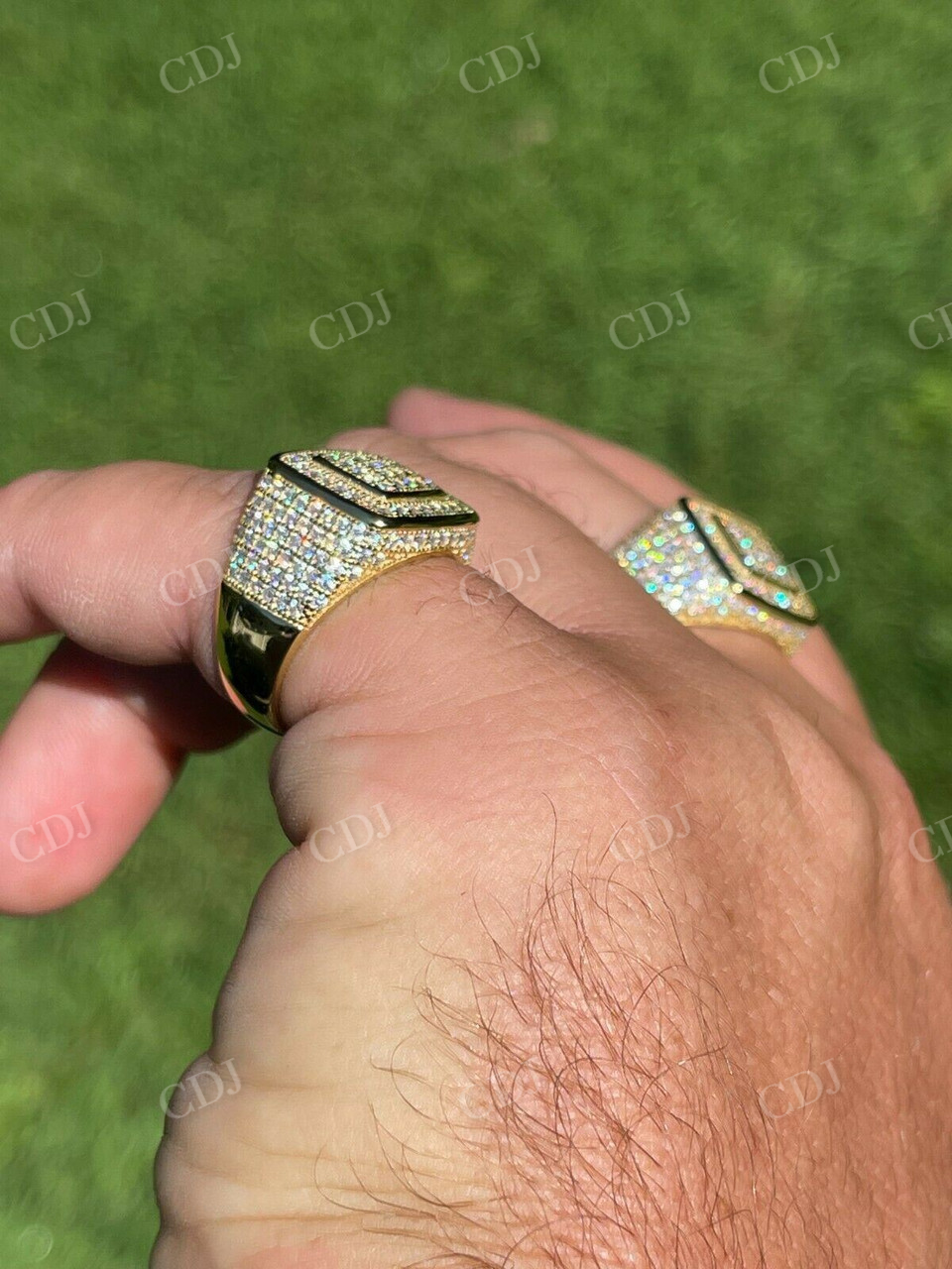 Round Diamond 14K Solid Gold Hip Hop Ring  customdiamjewel   