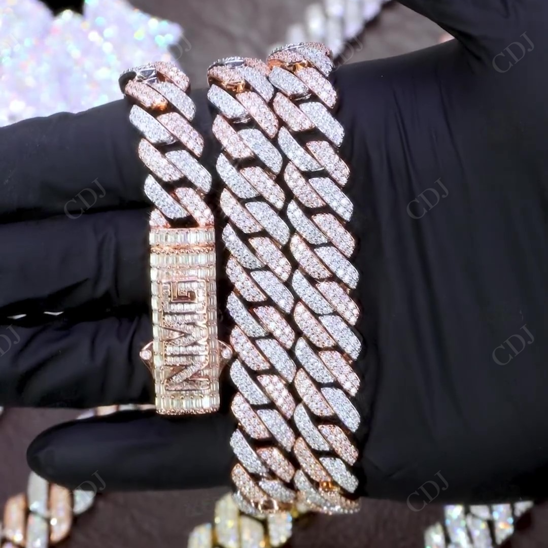 High Quality Moissanite Diamond Custom Hook Chain Neckalce hip hop jewelry CustomDiamJewel   