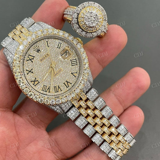 Rolex Two Tone Luxury Diamond Moissanite Watch customdiamjewel