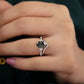 Oval Gray Moissanite Trillion Side Stone Ring
