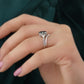 Oval Gray Moissanite Trillion Side Stone Ring