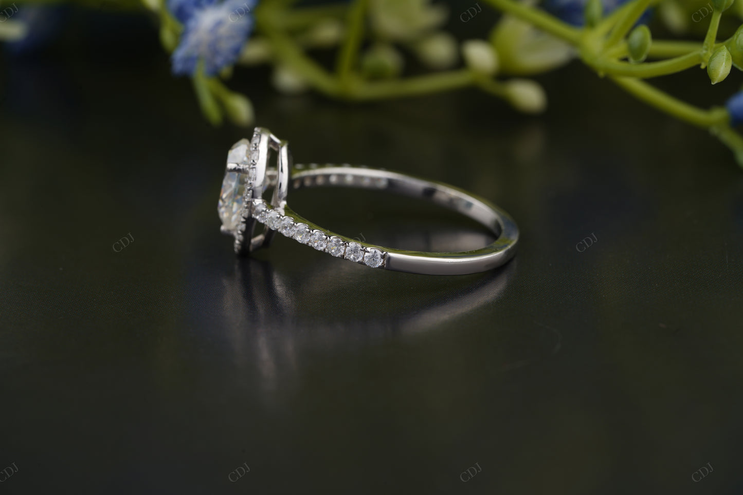 Lab-Grown Diamond Floral Halo Ring