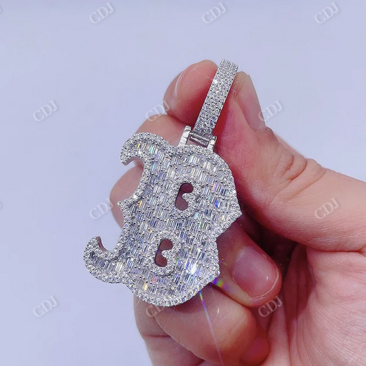 Fully Iced Diamond Initial Letter Pendant  customdiamjewel   