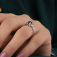 Oval Gray Moissanite Trillion Side Stone Ring