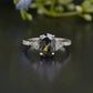 Oval Gray Moissanite Trillion Side Stone Ring