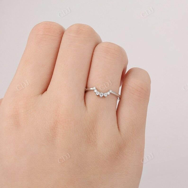 0.14CTW White Gold Lab Grown Diamond Curved Wedding Band  customdiamjewel   