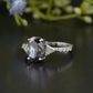 Oval Gray Moissanite Trillion Side Stone Ring