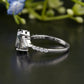 Oval Gray Moissanite Trillion Side Stone Ring