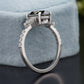 Oval Gray Moissanite Trillion Side Stone Ring