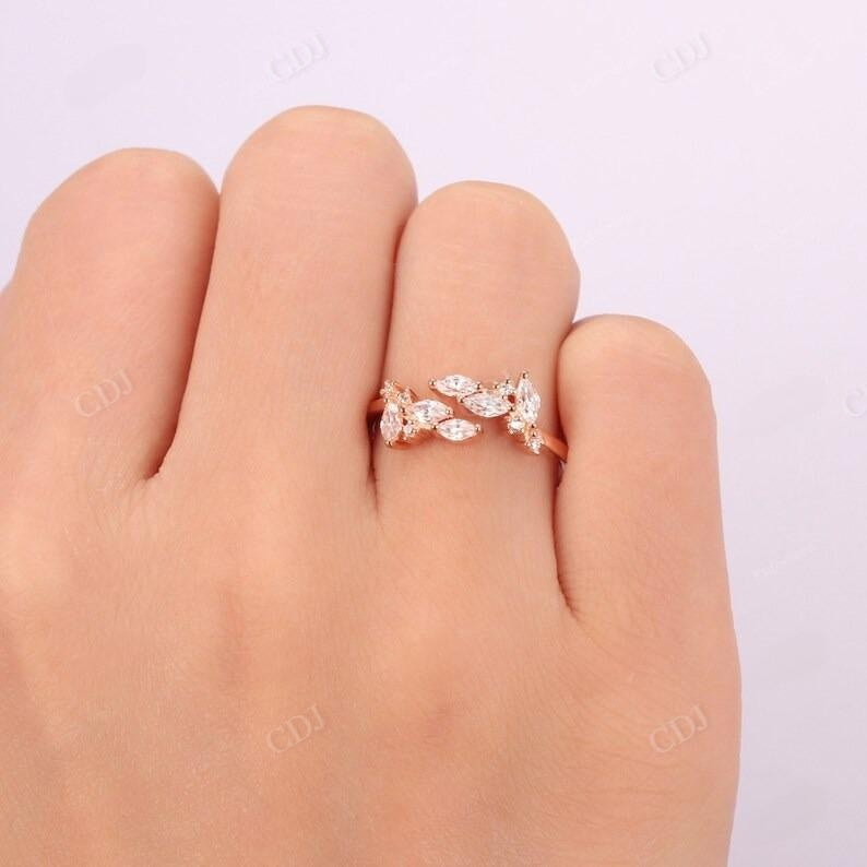 0.53CTW Vintage Lab Grown Diamond Leaf Wedding Band  customdiamjewel   