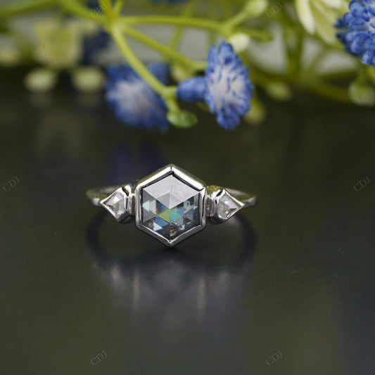 Geometric Hexagon Moissanite Ring