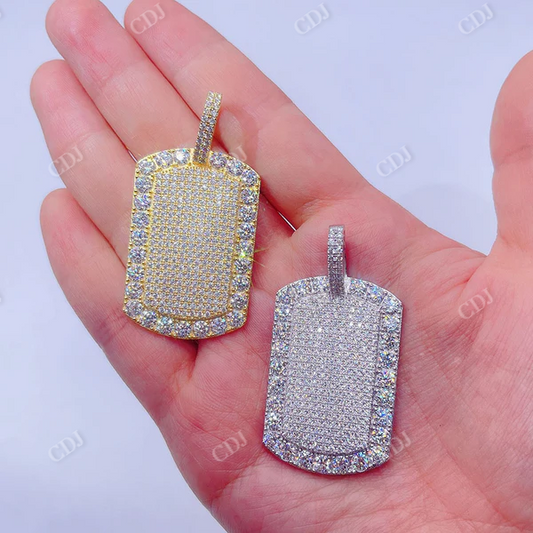 Iced Out Hip Hop Dogtag Diamond Pendant  customdiamjewel   