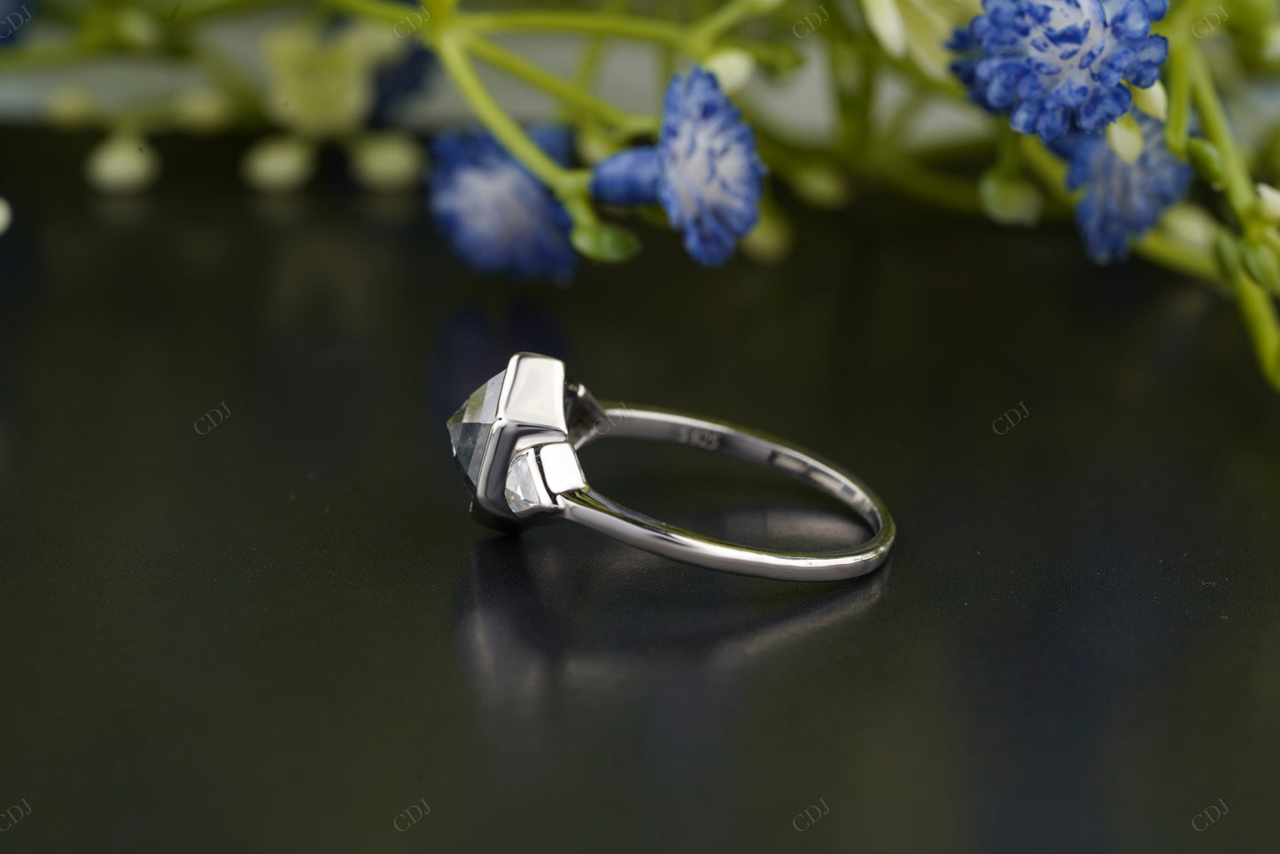 Geometric Hexagon Moissanite Ring