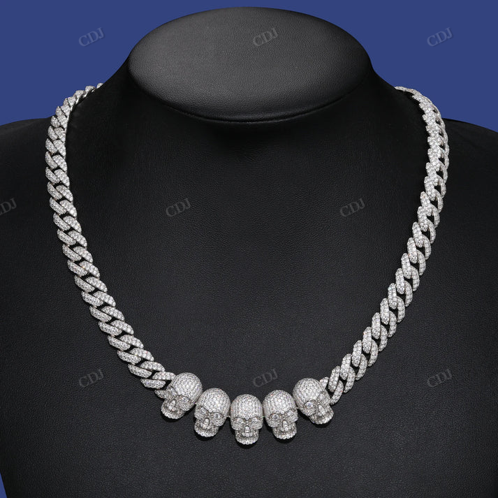 Hip Hop Sterling Silver Moissanite Skull Cuban Chain hip hop jewelry CustomDiamJewel