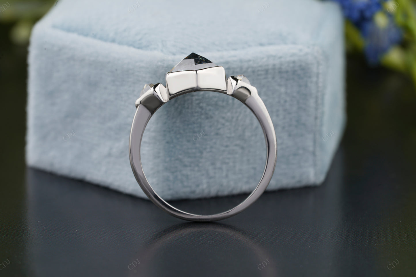 Geometric Hexagon Moissanite Ring