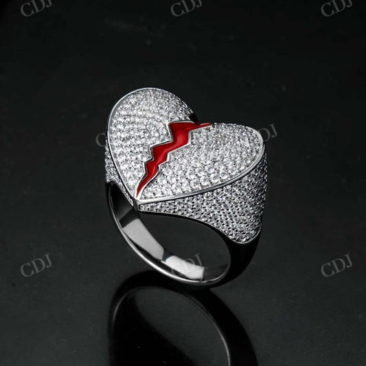 Hip Hop Moissanite Iced Out Heart Shape Ring  CustomDiamJewel   