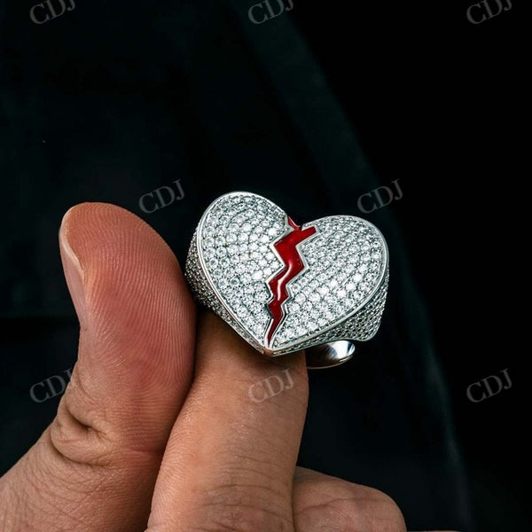 Hip Hop Moissanite Iced Out Heart Shape Ring  CustomDiamJewel   