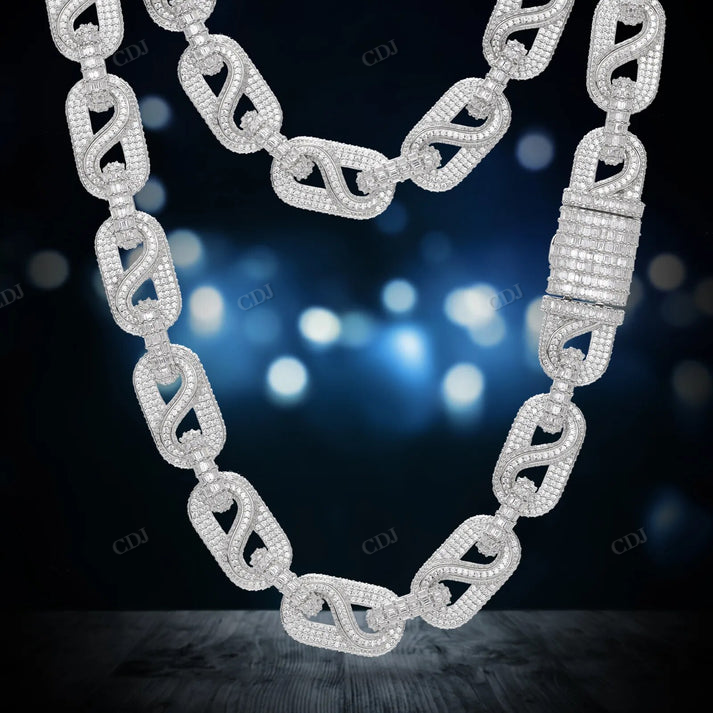 14mm S925 Moissanite Infinity Mariner Link Chain hip hop jewelry CustomDiamJewel