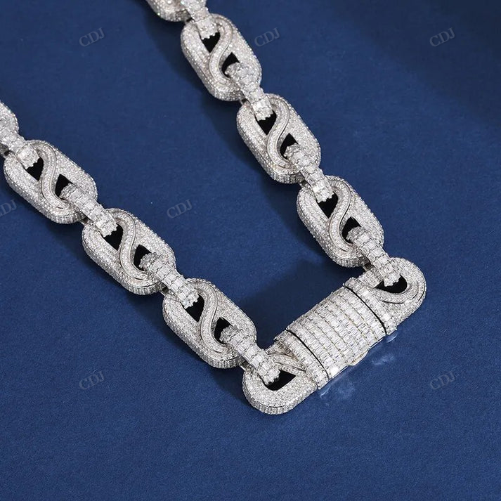 14mm S925 Moissanite Infinity Mariner Link Chain hip hop jewelry CustomDiamJewel