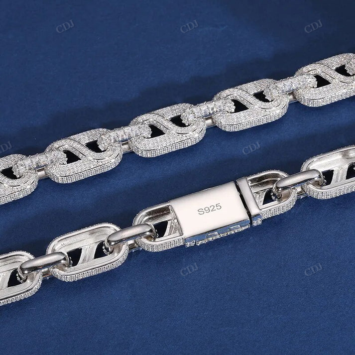 14mm S925 Moissanite Infinity Mariner Link Chain hip hop jewelry CustomDiamJewel