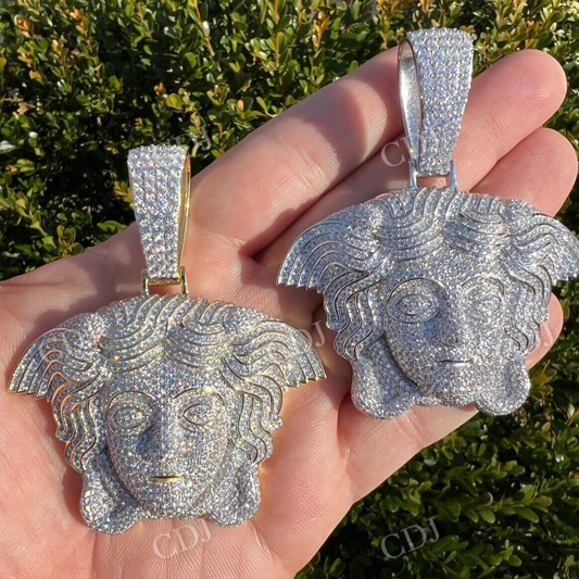 14K Gold Vermeil Large  Iced Out Hip Hop Pendant  customdiamjewel   