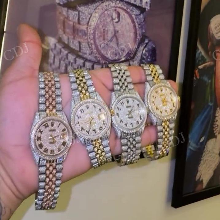 Two Tone Trendy VVS Moissanite Diamond Rolex Jubilee Ice Out Watch hip hop jewelry CustomDiamJewel