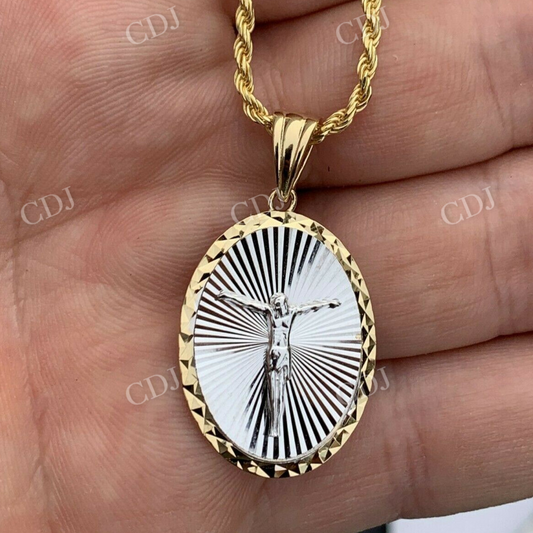 14K Gold Jesus Medallion Mens Pendant  customdiamjewel   