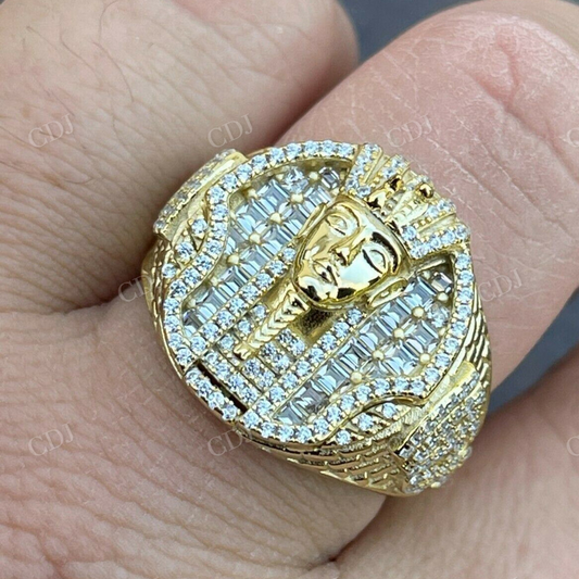 14k Gold Over Solid Egyptian King Diamond Ring  customdiamjewel   