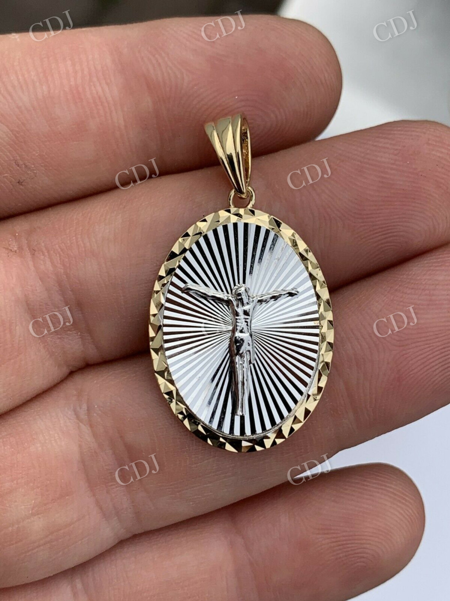 14K Gold Jesus Medallion Mens Pendant  customdiamjewel   