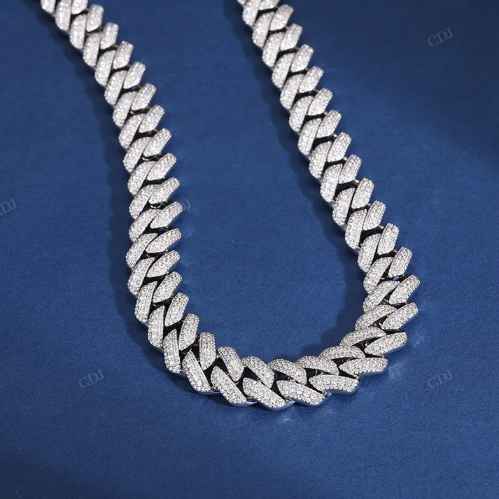 15mm S925 Moissanite Silver Cuban Chain hip hop jewelry CustomDiamJewel