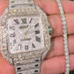 Full White Cartier Iced Out Moissanite Diamond Roman Digit Hip Hop Watch hip hop jewelry CustomDiamJewel