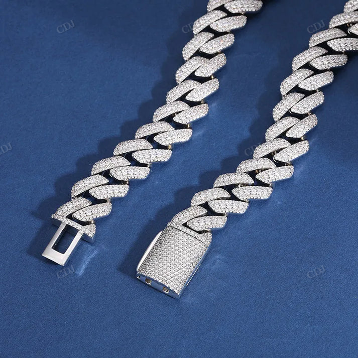 15mm S925 Moissanite Silver Cuban Chain hip hop jewelry CustomDiamJewel