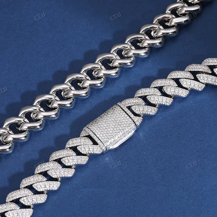 15mm S925 Moissanite Silver Cuban Chain hip hop jewelry CustomDiamJewel