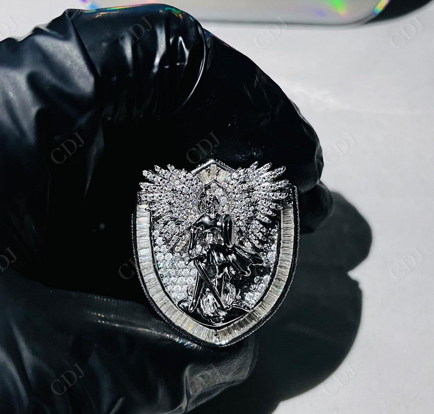 Fully Iced Out Wings 3D Custom Letter VVS Moissanite Handmade Silver Pendant hip hop jewelry CustomDiamJewel   